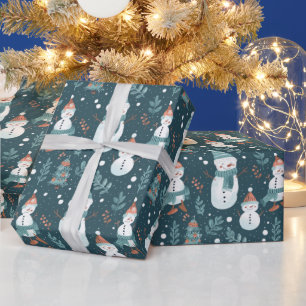 Söta snömännens grönska snö grönt jul presentpapper