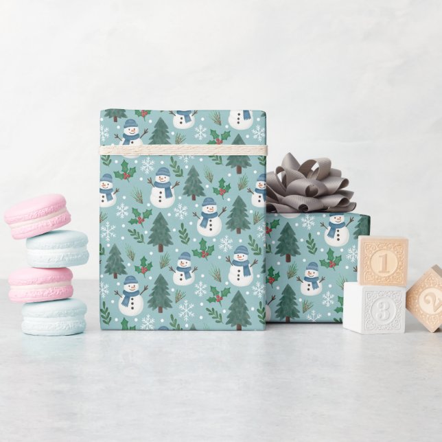 Söta snömännens vinter Mönster Rullpapper Presentpapper (Baby Shower)