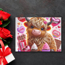 Söta som Candy Highland Cow-Valentineser