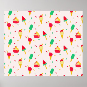 Söta sommarens Roligt Rainbow Ice Cream Sprinkles Poster