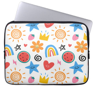 Söta sommarfigurer Whimsical sömlös mönster Laptop Fodral