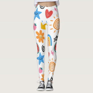 Söta sommarfigurer Whimsical sömlös mönster Leggings