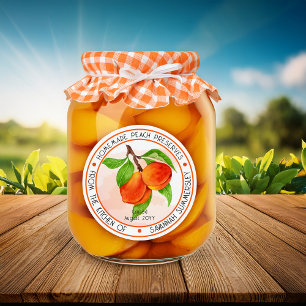 Söta sommarpersikor Peach Preserve Canning Runt Klistermärke