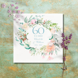 Söta sommarrosengarland 60- / 75-årsjubileum pappersservett