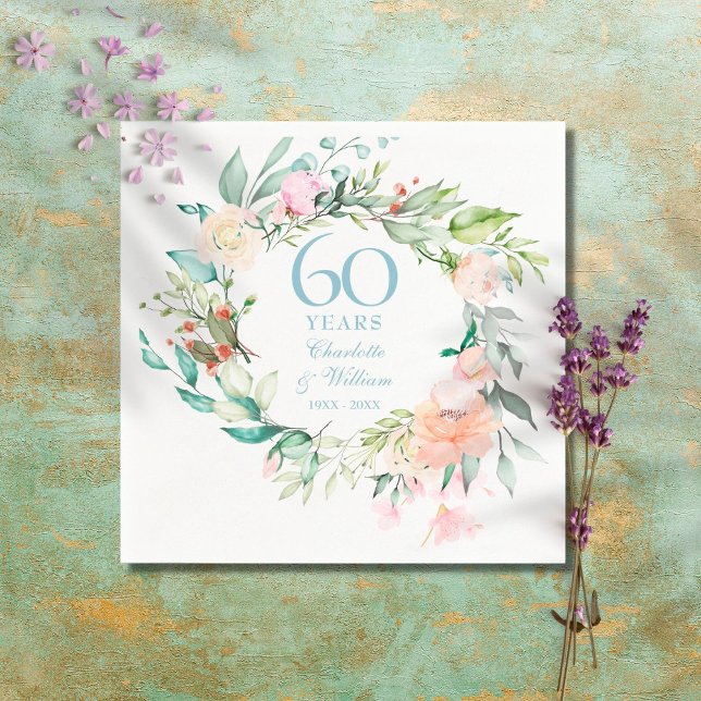 Söta sommarrosengarland 60- / 75-årsjubileum pappersservett (Skapare uppladdad)
