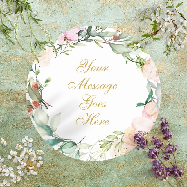 Söta sommarrosengarland runt klistermärke (Sweet Summer Roses Garland Classic Round Sticker)