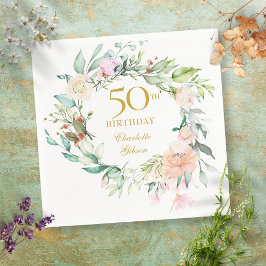 Söta sommarrosor girlang 50-årsdag pappersservett