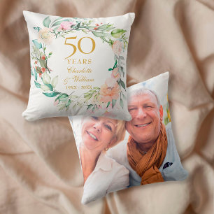 Söta sommarrosor girlang 50-årsjubileumsfoto kudde