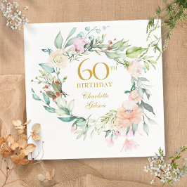 Söta sommarrosor girlang 60-årsdag pappersservett