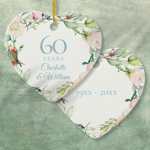 Söta sommarrosor girlang 60-årsjubileum julgransprydnad keramik