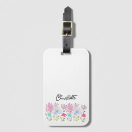 Söta sommarsvilda blommor med monogram bagagebricka