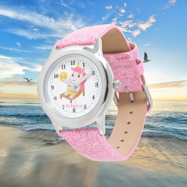 Söta sommarunicorn, lägg till namn-flickor armbandsur (Skapare uppladdad)