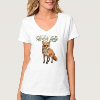 Söta sommarvibbar Röd räv Boho bandana grafik T Shirt
