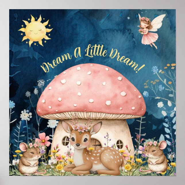 Söta söta drömmar blommiga renar & möss  poster (Framsidan)