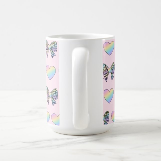 söta söta regnbågs hjärtan pastell gradient mönste kaffemugg (Handtag)