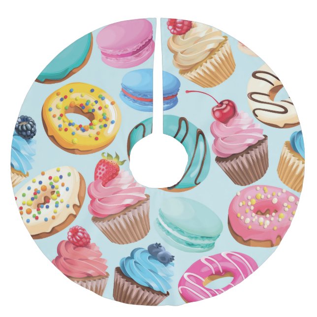 Söta sötsaker: Mönster av Delight. Julgransmatta Borstad Polyester (Framsidan)