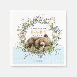 Söta sovande björn baby shower servetter