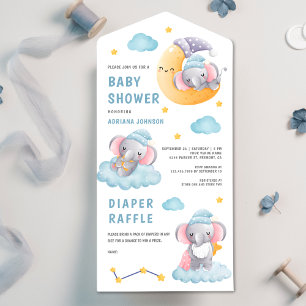 Söta sovande elefanten halvmåne baby shower