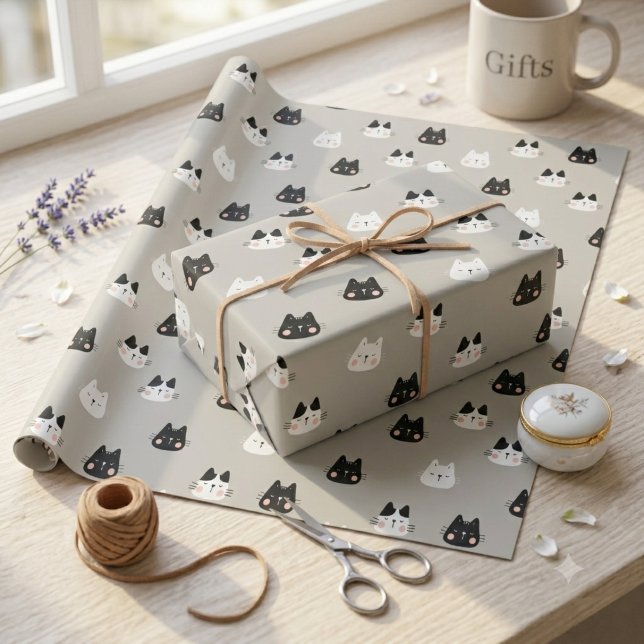 Söta sovande katters nahtlöst mönster presentpapper (Skapare uppladdad)