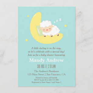 Söta sovande lamm baby shower-fest inbjudningar