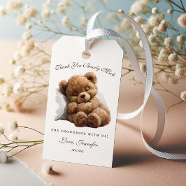 Söta sovande teddybjörn Tack Gåva Etikett