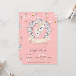 Söta spädbarn renar blommor stjärnor baby shower inbjudningar
