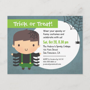 Söta spindelpajkarbarn Halloween-fest-inbjudningar Inbjudningar