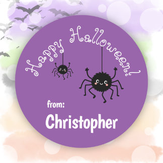Söta spindlar festfavor Purple Gott Halloween Runt Klistermärke