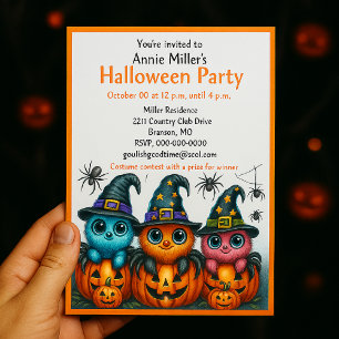 Söta spindlar pumpa Halloween-fest inbjudan