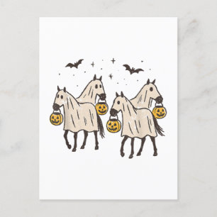 Söta spöhästar Halloween bus eller godis  Helg Vykort