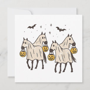 Söta spöhästar Halloween bus eller godis Inbjudningar