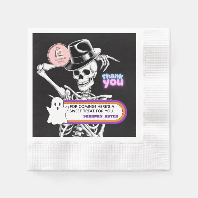 Söta spök Halloween tack för presentkort Pappersservett (Framsidan)