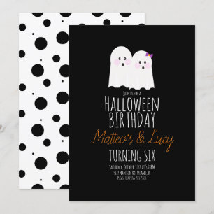 Söta spök Halloween tvillingar barn födelsedag  Inbjudningar