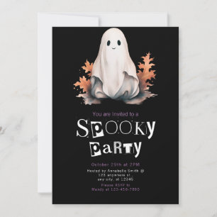 Söta Spök Höst Löv Kuslig Halloween Fest Inbjudningar