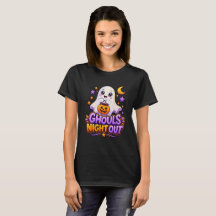 Söta spökars natt ute Kawaii spöke svart t-shirt