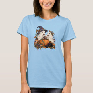 Söta spökars tekalas Halloween Blå T-shirt för kvi