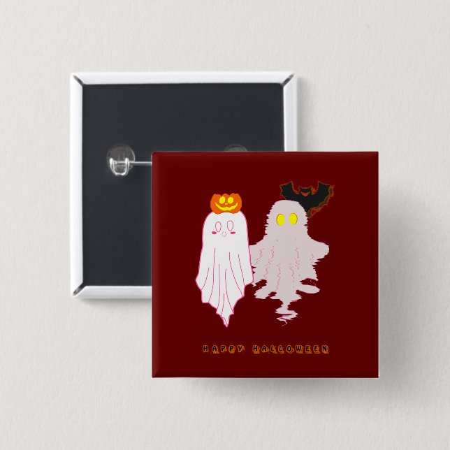 Söta Spökbarn Halloween-knapp Knapp (Framsida & baksida)