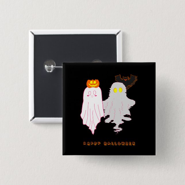 Söta Spökbarn Halloween-knapp Knapp (Framsida & baksida)