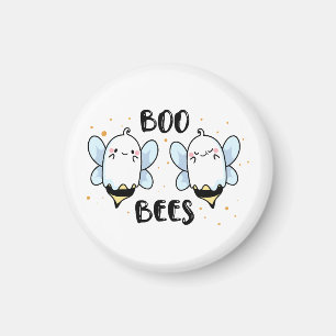 Söta spökboo-bin - Rolig Halloween på vit Magnet