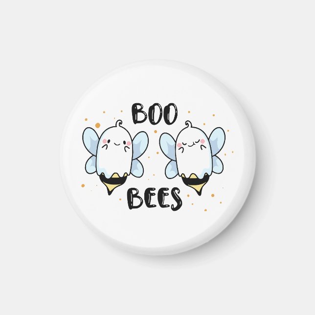 Söta spökboo-bin - Rolig Halloween på vit Magnet (Framsidan)
