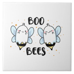 Söta spökboo-binar - Rolig Halloween på vit Kakelplatta