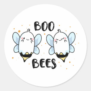 Söta spökboo-binar - Rolig Halloween på vit Runt Klistermärke