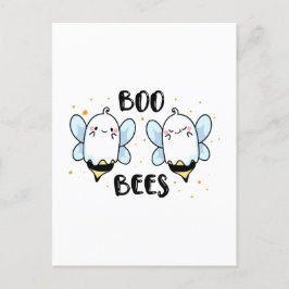 Söta spökboo-binar - Rolig Halloween på vit Vykort