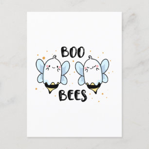 Söta spökboo-binar - Rolig Halloween på vit Vykort