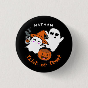 Söta spöken bus eller godis personlig Halloween Knapp