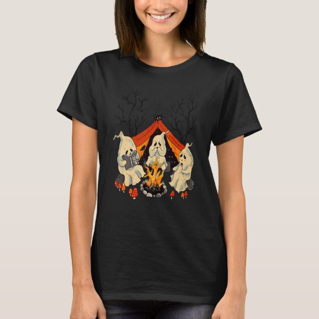 Söta spöken campar  Halloween-spöke T Shirt (Framsida)