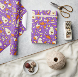 Söta spöken Halloween Elegant lila Orange Presentpapper
