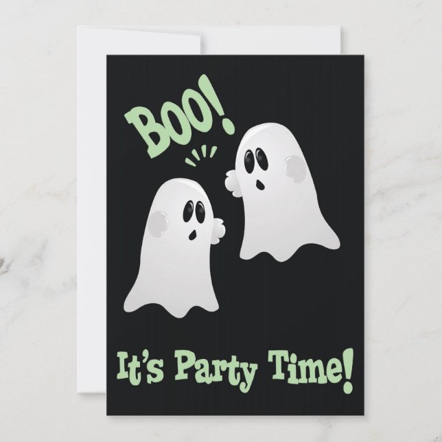 Söta spöken Halloween-fest-inbjudan för barn Inbjudningar (Framsida)