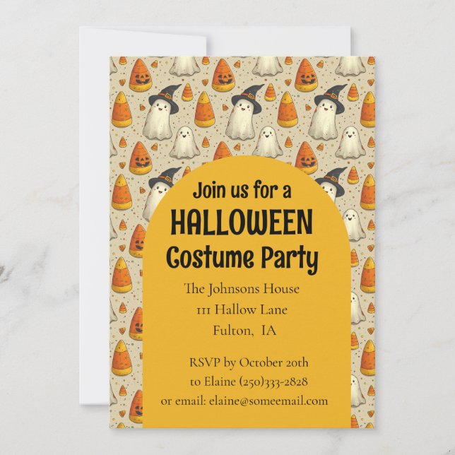 Söta spöken Halloween kostymfest Inbjudningar (Framsida)