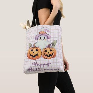 Söta spöken Häxhatt Guldglitter Gott Halloween Tygkasse